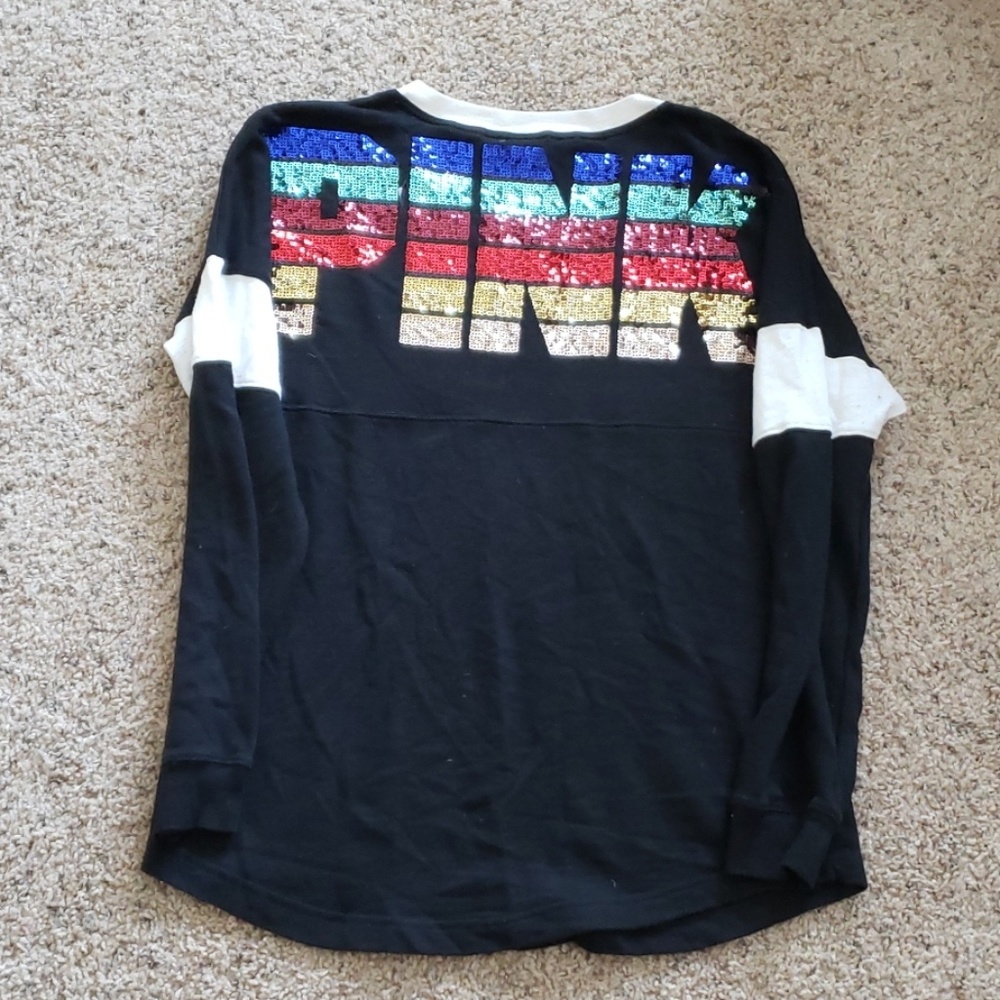 Rainbow Bling V-neck Varsity Crew